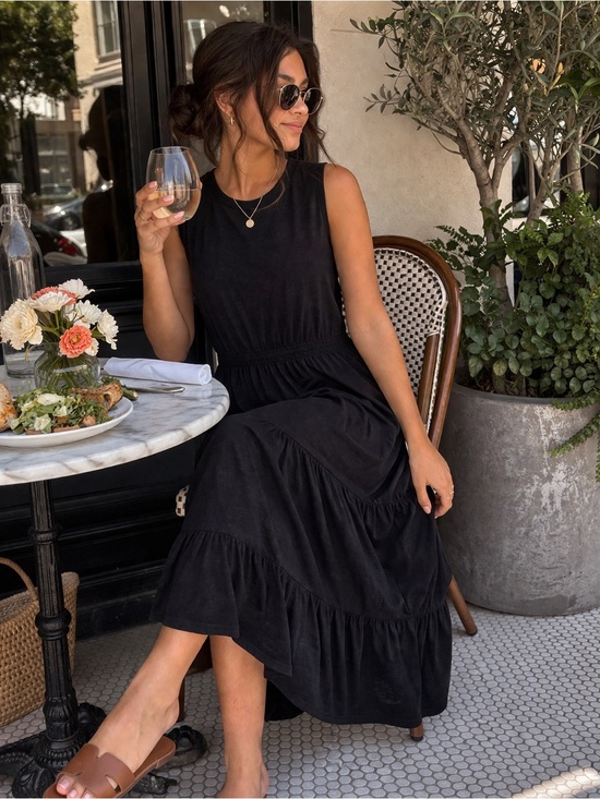 Nation LTD Dresses & Skirts - NATION LTD Black Pima Cotton Sleeveless Midi Dress